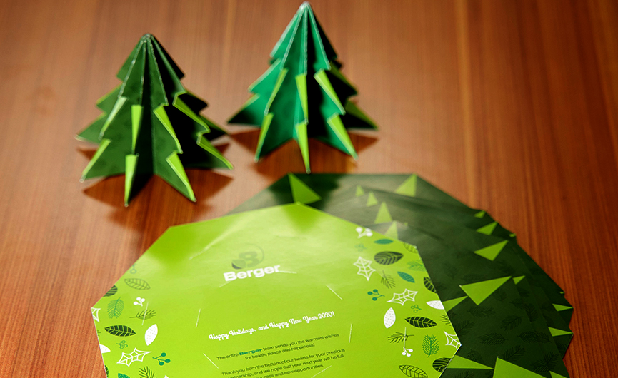 berger, carte de noël origami