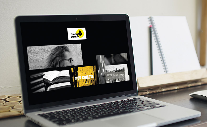 accueil du site web de fondu au noir