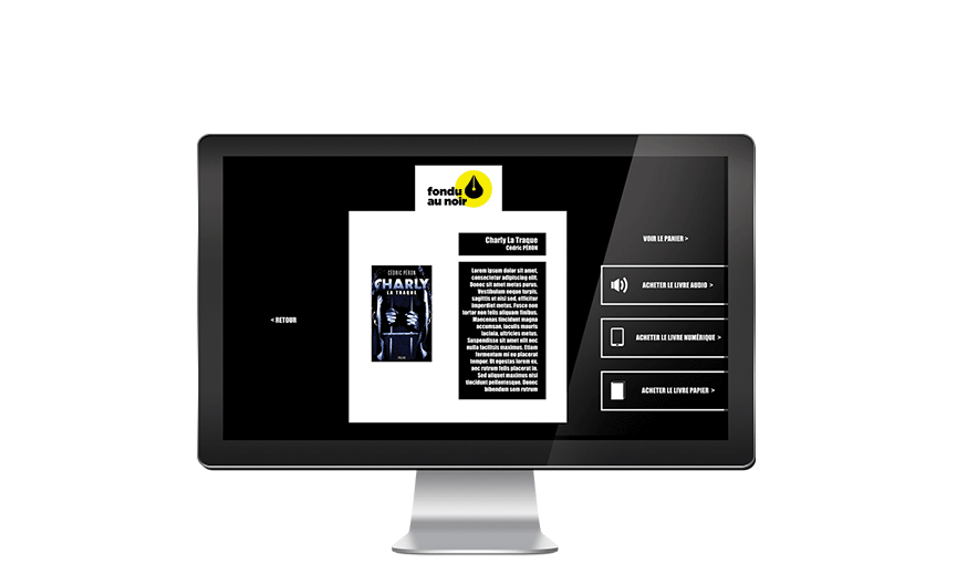 la page livre du site web de fondu au noir